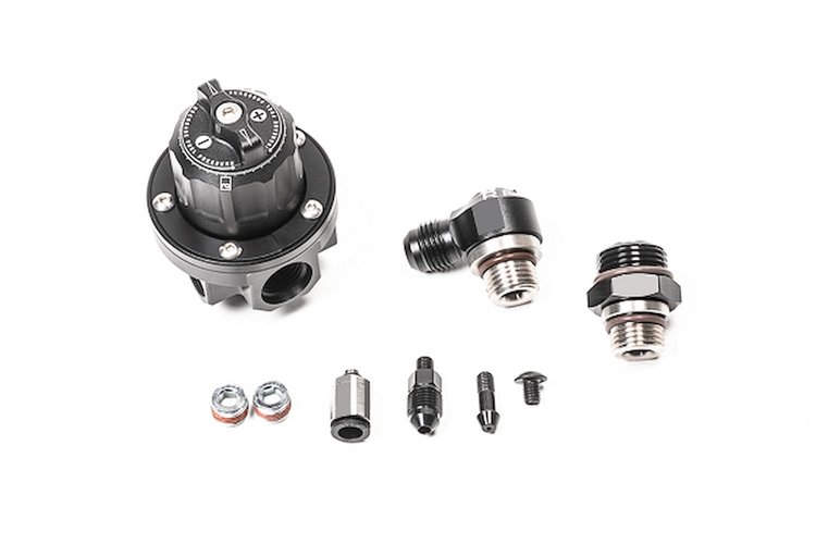 DMR-RA Direct Mount Fuel Pressure Regulator for -8 ORB Fuel Rail Ports [Black, Tool-Less Adjustment]