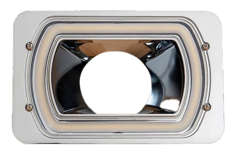 BLT-AIR-46-C-HDRSWB Billet Air Intake w/HDR Switchback Halo, 4 in. x 6 in. [Chrome]