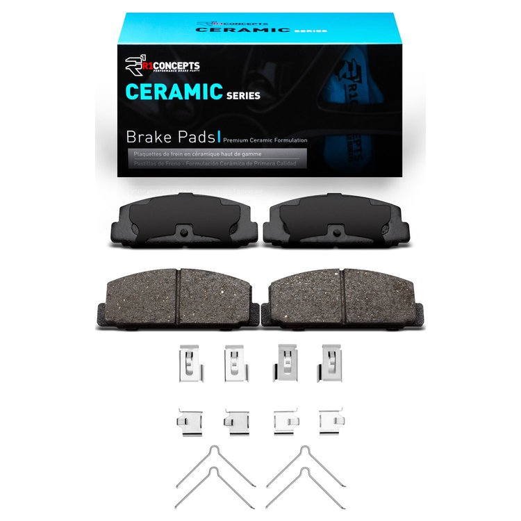 Ceramic Brake Pads & Hardware Kit, 1984-2005 Ford/Lincoln/Mercury/Mazda, Position: Rear