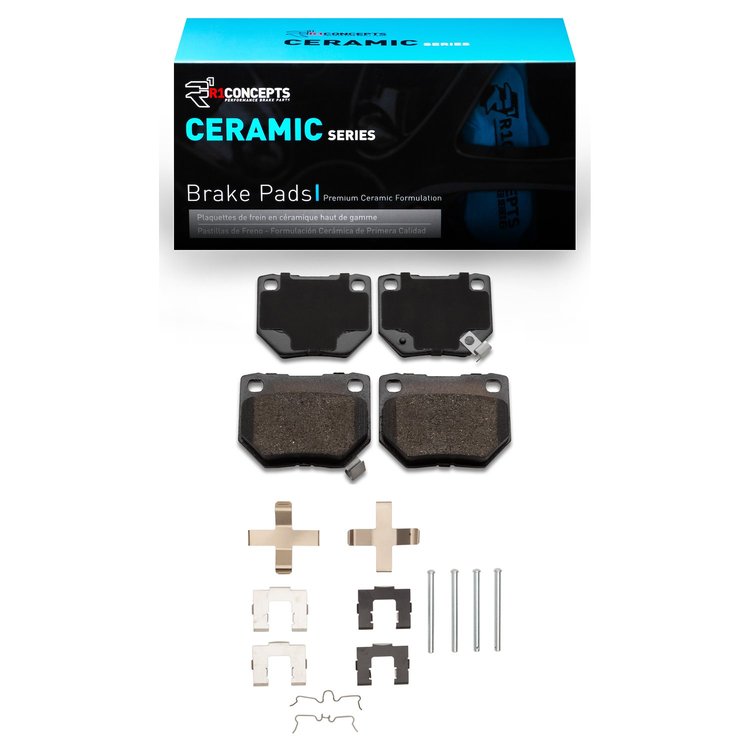 Ceramic Brake Pads & Hardware Kit, 1989-1996 Infiniti/Nissan, Position: Rear