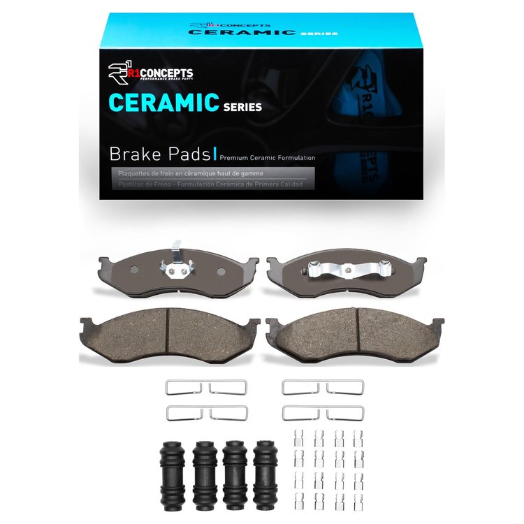 Ceramic Brake Pads & Hardware Kit, 1990-2006 Mopar, Position: Front