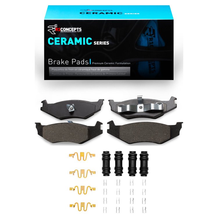 Ceramic Brake Pads & Hardware Kit, 1989-2010 Mopar, Position: Rear