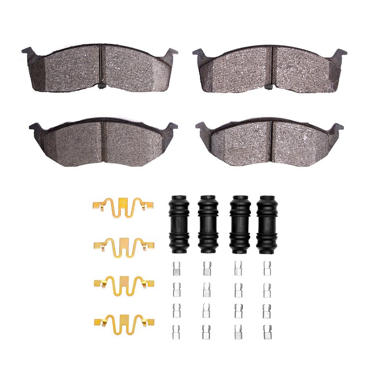 Ceramic Brake Pads & Hardware Kit, 1995-2005 Mopar, Position: Front