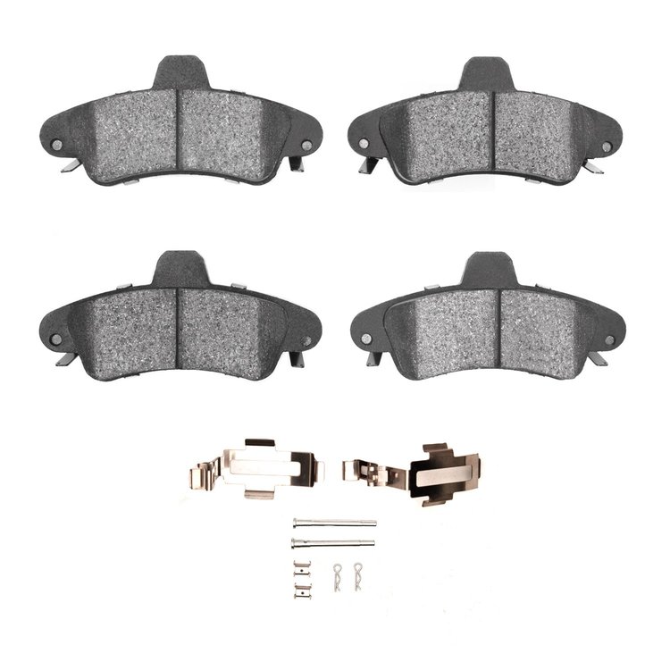 Ceramic Brake Pads & Hardware Kit, 1995-2002 Ford/Lincoln/Mercury/Mazda, Position: Rear