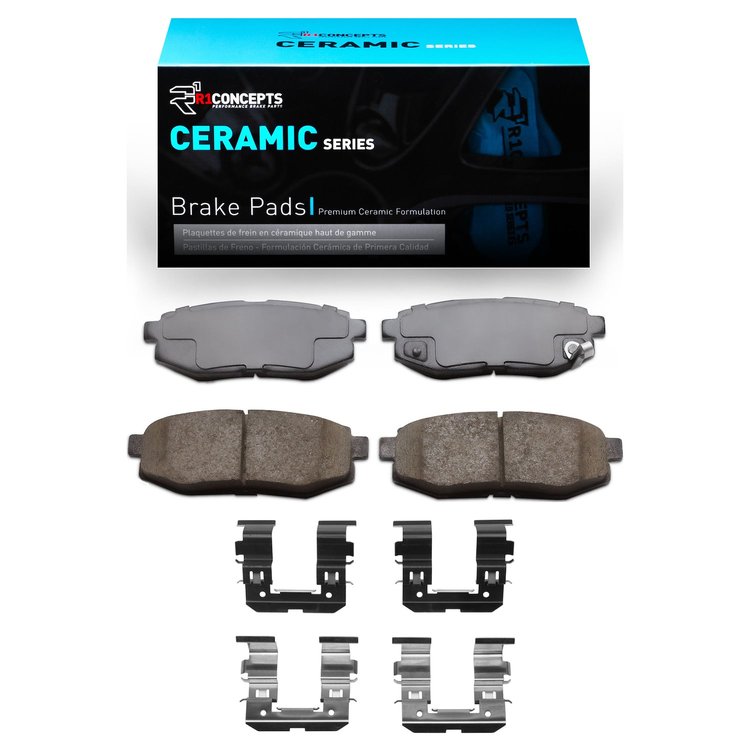 Ceramic Brake Pads & Hardware Kit, Fits Select Fits Multiple Makes/Models, Position: Rear