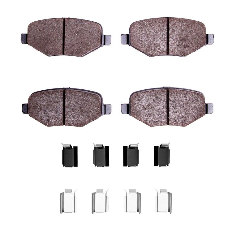 Ceramic Brake Pads & Hardware Kit, 2009-2019 Ford/Lincoln/Mercury/Mazda, Position: Rear