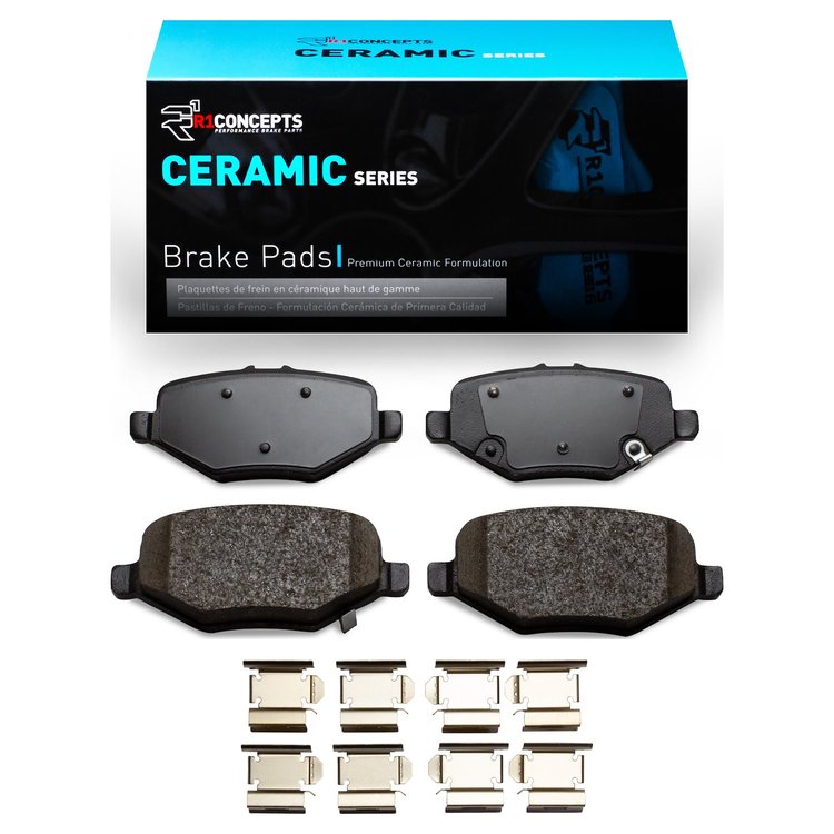Ceramic Brake Pads & Hardware Kit, 2013-2019 Ford/Lincoln/Mercury/Mazda, Position: Rear