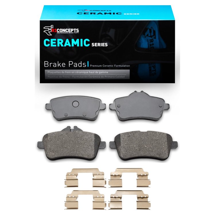 Ceramic Brake Pads & Hardware Kit, 2012-2019 Mercedes-Benz, Position: Rear