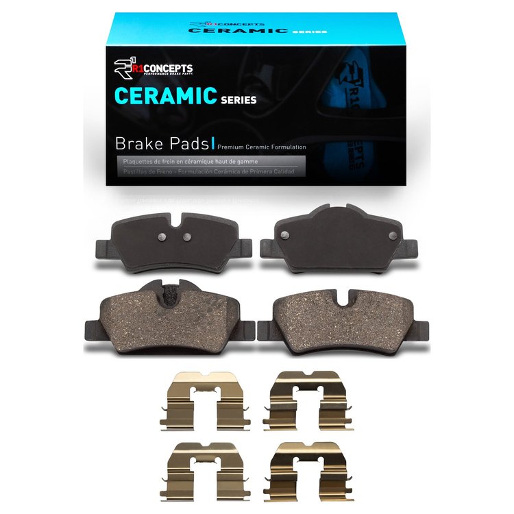 Ceramic Brake Pads & Hardware Kit, Fits Select Mini, Position: Rear