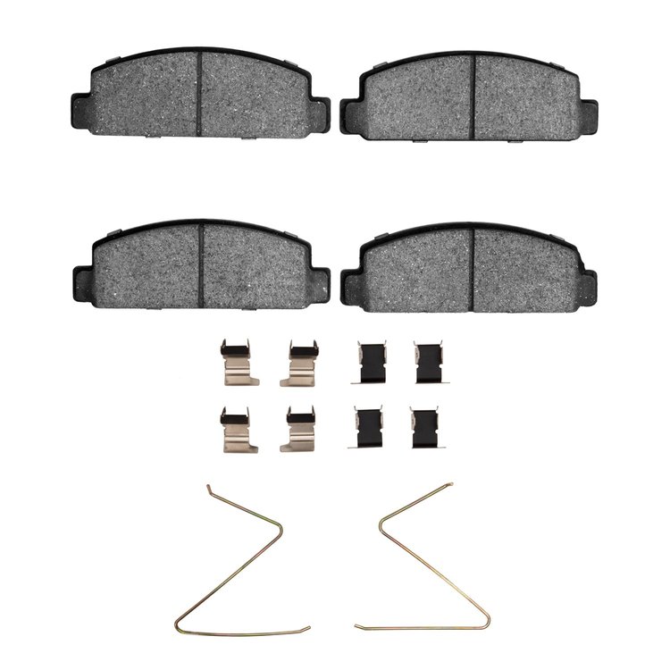 Semi-Metallic Brake Pads & Hardware Kit, 1984-1991 Ford/Lincoln/Mercury/Mazda, Position: Front