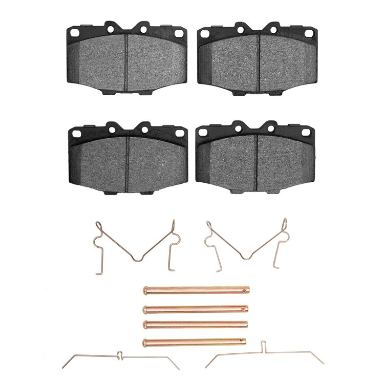 Semi-Metallic Brake Pads & Hardware Kit, 1979-1985 Lexus/Toyota/Scion, Position: Front