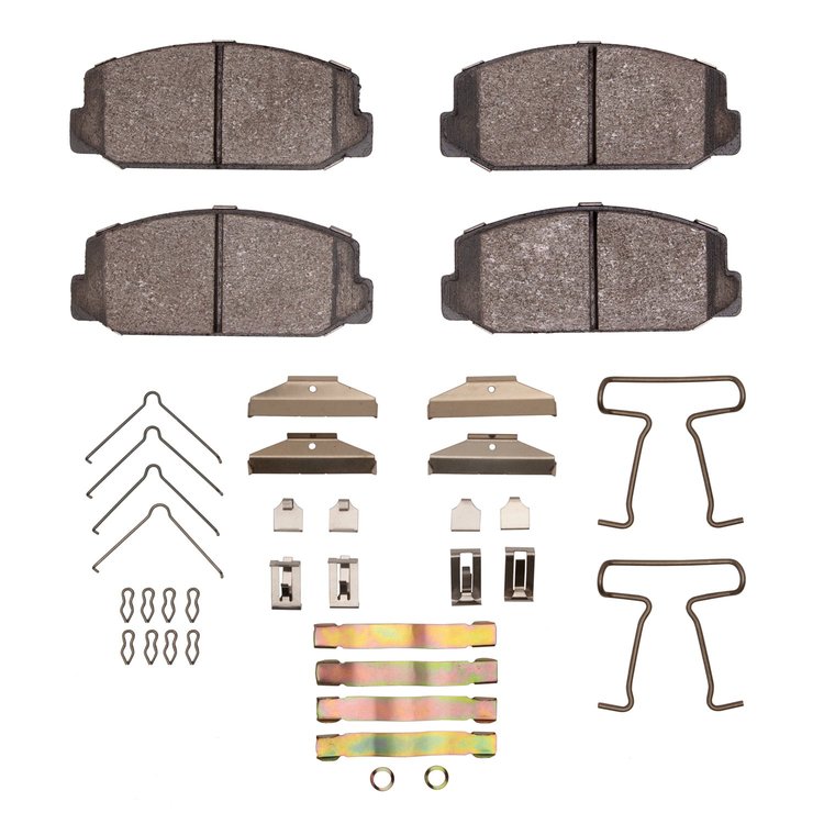 Semi-Metallic Brake Pads & Hardware Kit, 1970-1979 Lexus/Toyota/Scion, Position: Front
