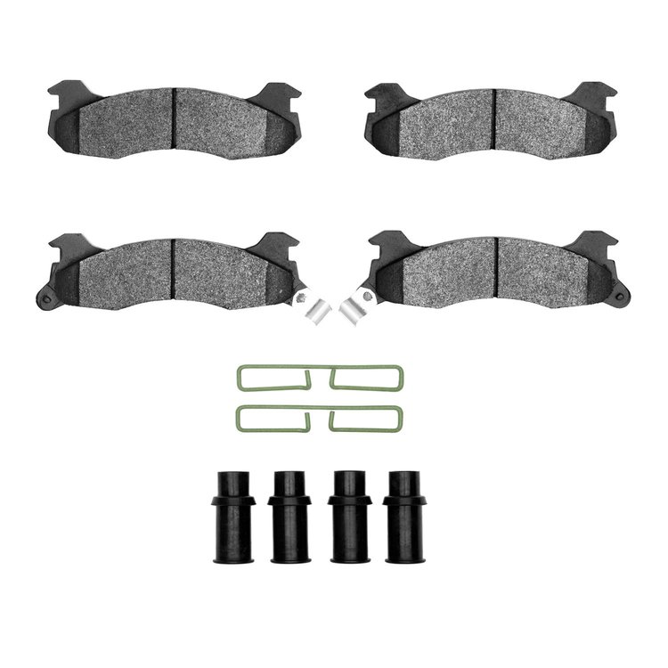 Semi-Metallic Brake Pads & Hardware Kit, 1984-1986 Ford/Lincoln/Mercury/Mazda, Position: Rear