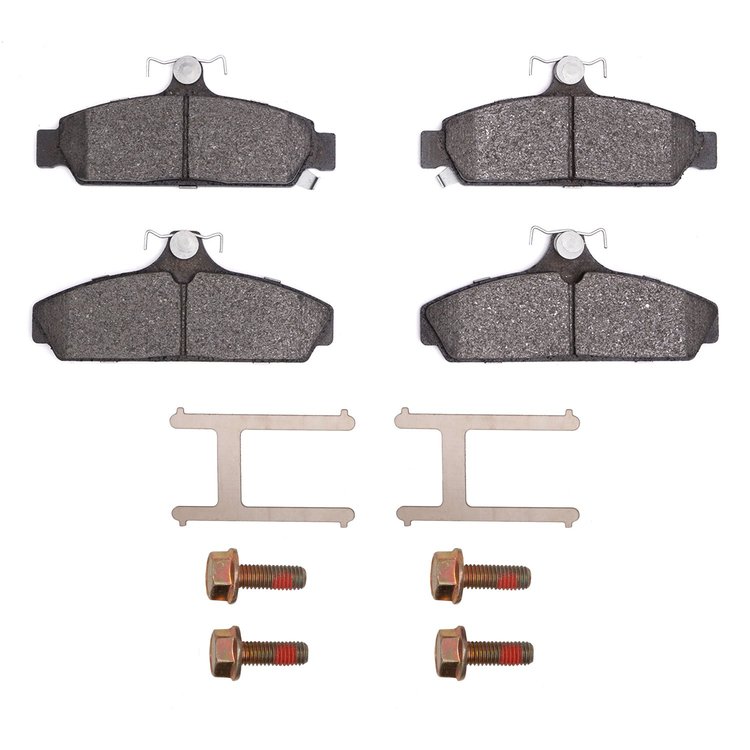 Semi-Metallic Brake Pads & Hardware Kit, 1984-1987 GM, Position: Front