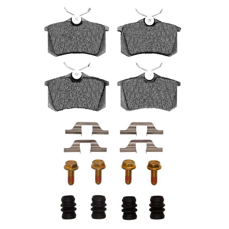 Semi-Metallic Brake Pads & Hardware Kit, 1999-2008 Audi/Porsche/Volkswagen, Position: Rear
