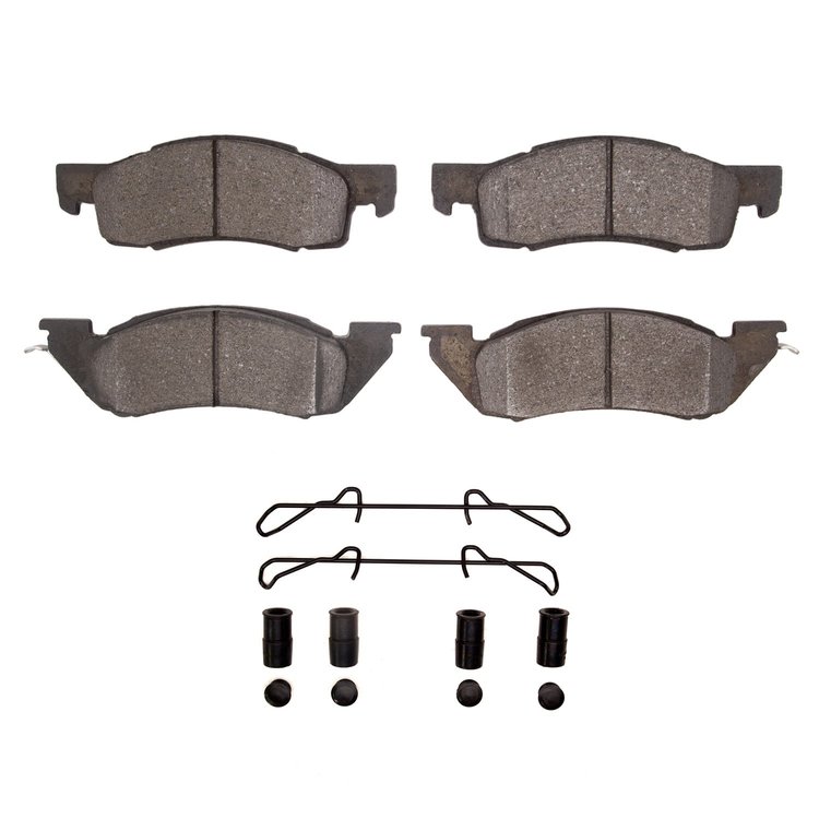 Semi-Metallic Brake Pads & Hardware Kit, 1987-1990 Mopar, Position: Front