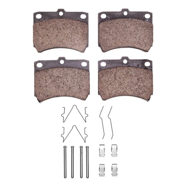 Semi-Metallic Brake Pads & Hardware Kit, 1988-1993 Ford/Lincoln/Mercury/Mazda, Position: Front