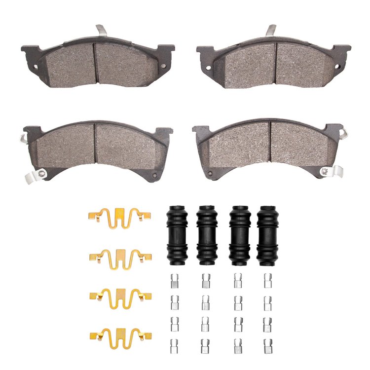 Semi-Metallic Brake Pads & Hardware Kit, 1988-1990 Mopar, Position: Front