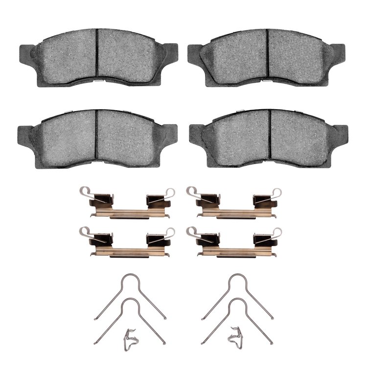 Semi-Metallic Brake Pads & Hardware Kit, 1991-1991 Lexus/Toyota/Scion, Position: Front