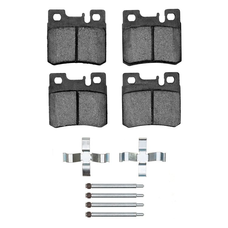 Semi-Metallic Brake Pads & Hardware Kit, 1993-1995 Mercedes-Benz, Position: Rear