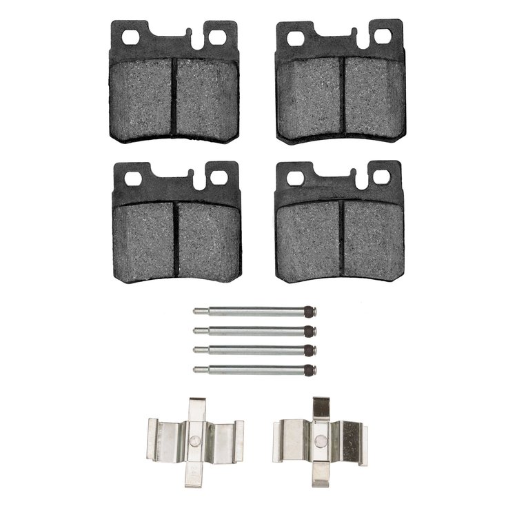 Semi-Metallic Brake Pads & Hardware Kit, 1992-1995 Mercedes-Benz, Position: Rear
