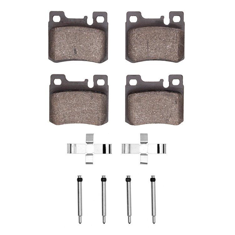 Semi-Metallic Brake Pads & Hardware Kit, 1986-1995 Mercedes-Benz, Position: Rear