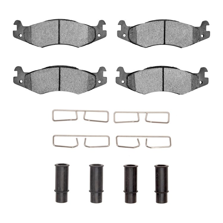 Semi-Metallic Brake Pads & Hardware Kit, 1992-2001 GM, Position: Front & Rear