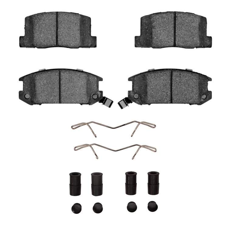 Semi-Metallic Brake Pads & Hardware Kit, 1991-2005 Lexus/Toyota/Scion, Position: Rear