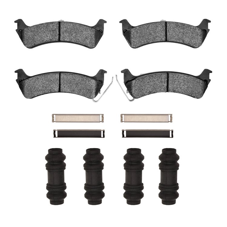 Semi-Metallic Brake Pads & Hardware Kit, 1995-2003 Ford/Lincoln/Mercury/Mazda, Position: Rear