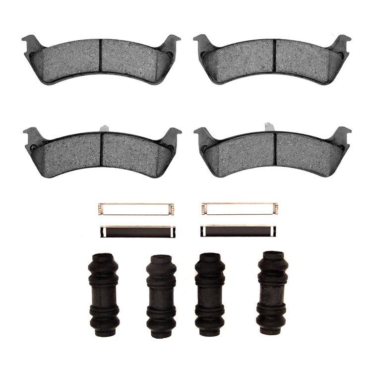 Semi-Metallic Brake Pads & Hardware Kit, 1995-2002 Ford/Lincoln/Mercury/Mazda, Position: Rear