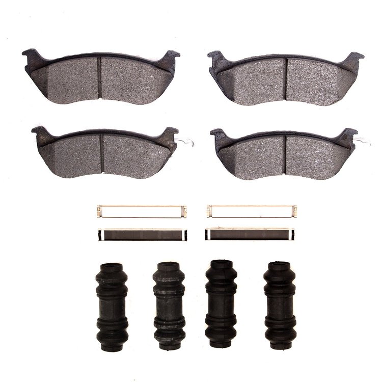 Semi-Metallic Brake Pads & Hardware Kit, 1996-2002 Ford/Lincoln/Mercury/Mazda, Position: Rear