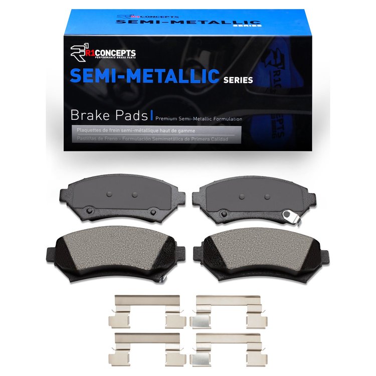 Semi-Metallic Brake Pads & Hardware Kit, 1997-2005 GM, Position: Front