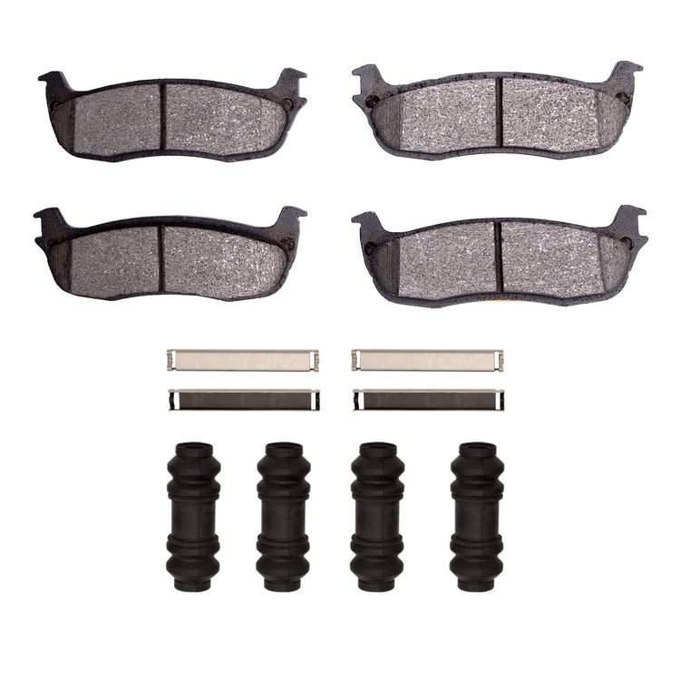 Semi-Metallic Brake Pads & Hardware Kit, 1997-2011 Ford/Lincoln/Mercury/Mazda, Position: Rear