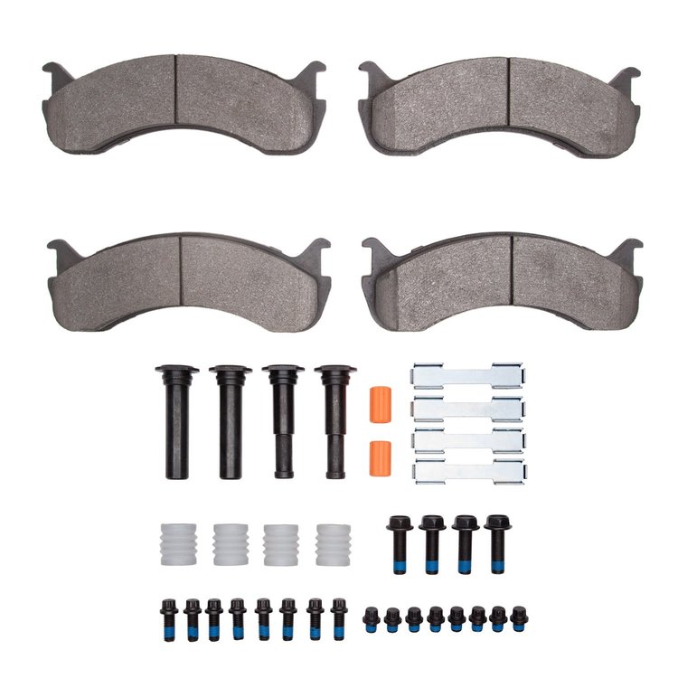 Semi-Metallic Brake Pads & Hardware Kit, Fits Select Fits Multiple Makes/Models, Position: Front & Rear