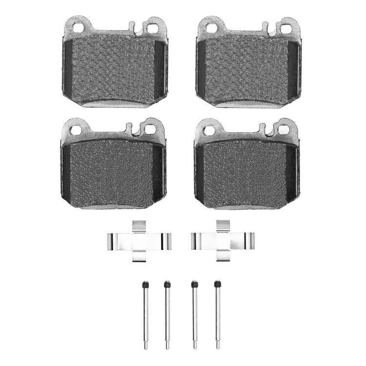 Semi-Metallic Brake Pads & Hardware Kit, 2000-2005 Mercedes-Benz, Position: Rear