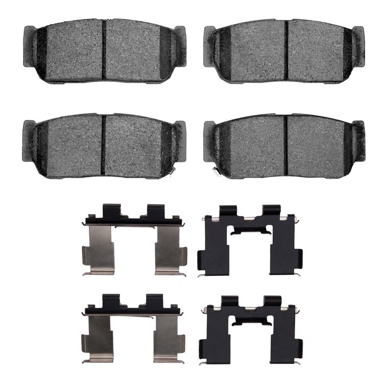 Semi-Metallic Brake Pads & Hardware Kit, 2003-2009 Kia/Hyundai/Genesis, Position: Rear