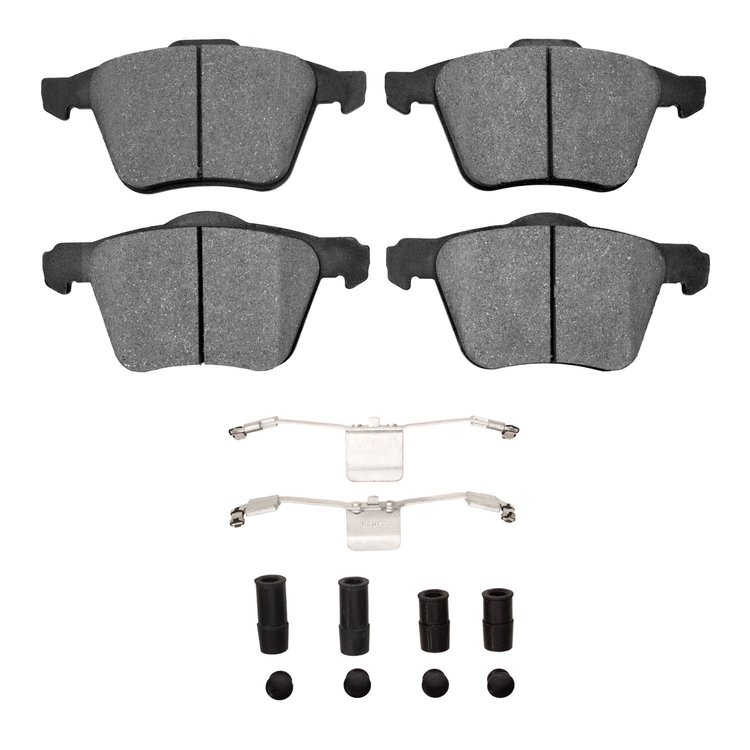 Semi-Metallic Brake Pads & Hardware Kit, 2003-2009 Volvo, Position: Front