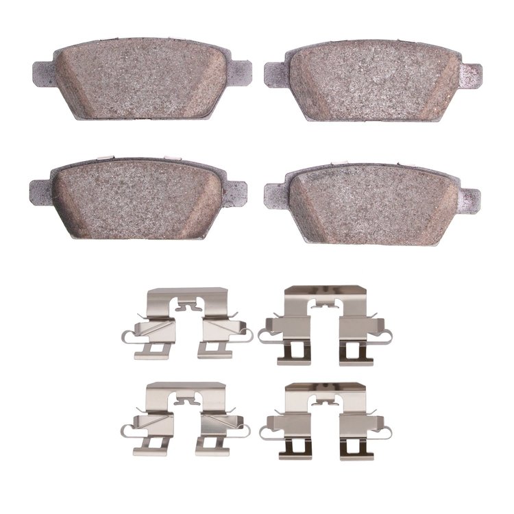 Semi-Metallic Brake Pads & Hardware Kit, 2006-2013 Ford/Lincoln/Mercury/Mazda, Position: Rear