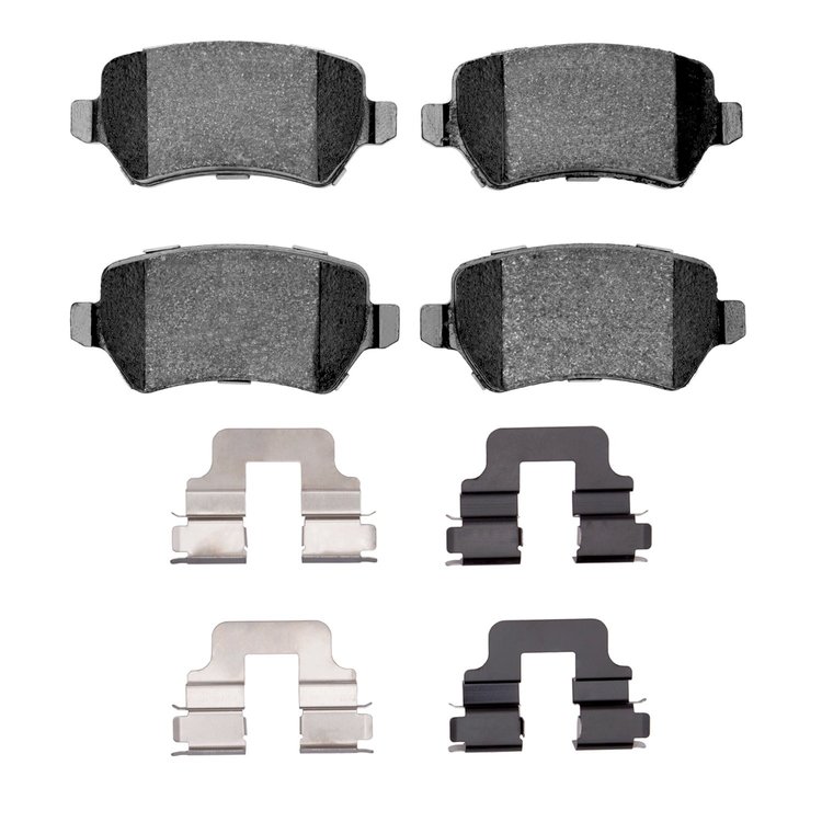 Semi-Metallic Brake Pads & Hardware Kit, 2002-2008 GM, Position: Rear