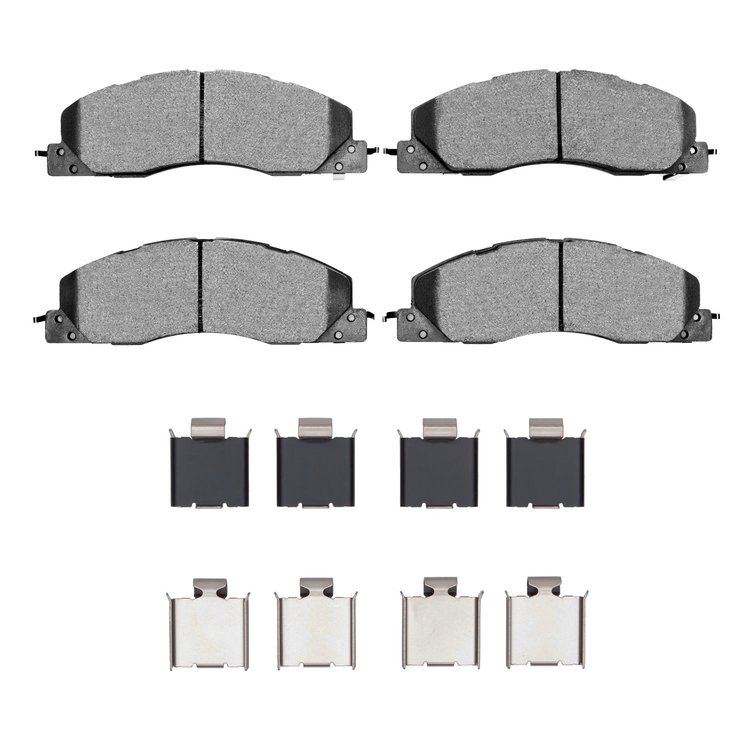 Semi-Metallic Brake Pads & Hardware Kit, 2009-2018 Mopar, Position: Front