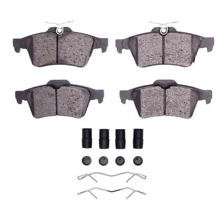 Semi-Metallic Brake Pads & Hardware Kit, Fits Select Ford/Lincoln/Mercury/Mazda, Position: Rear