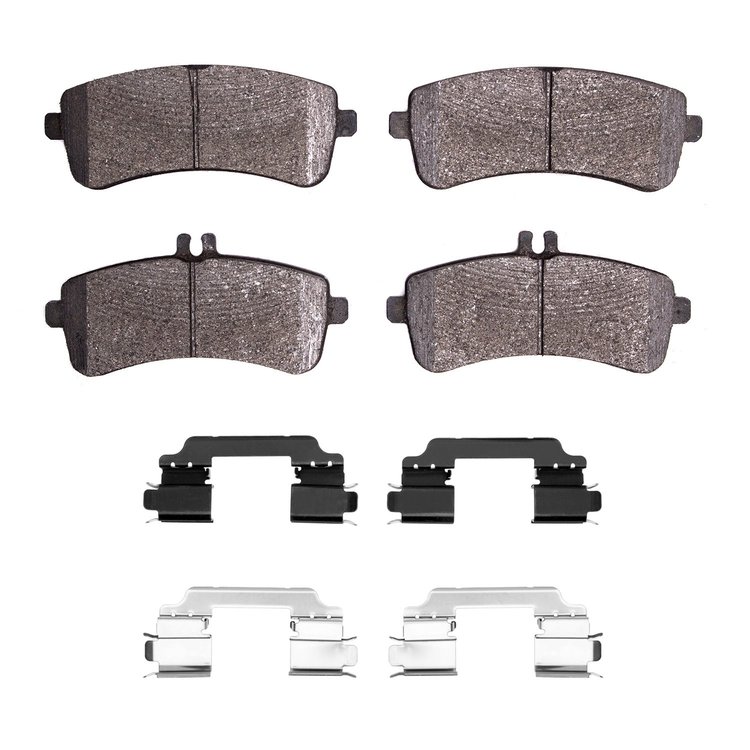 Semi-Metallic Brake Pads & Hardware Kit, 2013-2019 Mercedes-Benz, Position: Rear