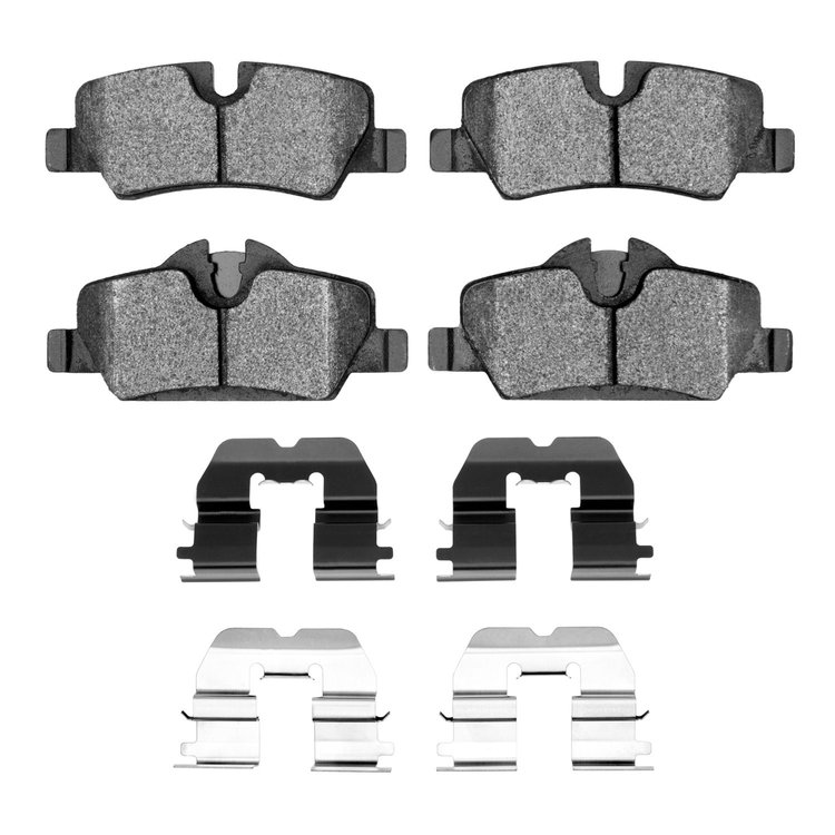 Semi-Metallic Brake Pads & Hardware Kit, Fits Select Mini, Position: Rear