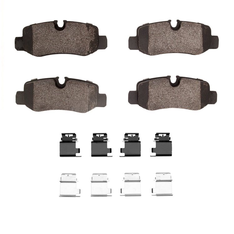 Semi-Metallic Brake Pads & Hardware Kit, Fits Select Mercedes-Benz, Position: Rear