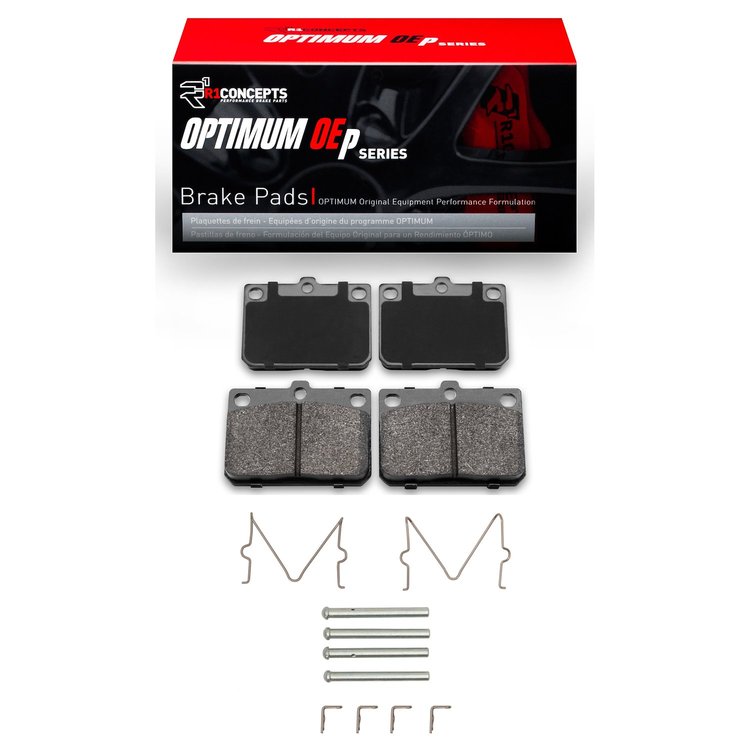 Optimum OE Brake Pads & Hardware Kit, 1972-1978 Ford/Lincoln/Mercury/Mazda, Position: Front