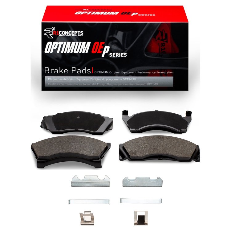 Optimum OE Brake Pads & Hardware Kit, 1975-1980 Ford/Lincoln/Mercury/Mazda, Position: Rear