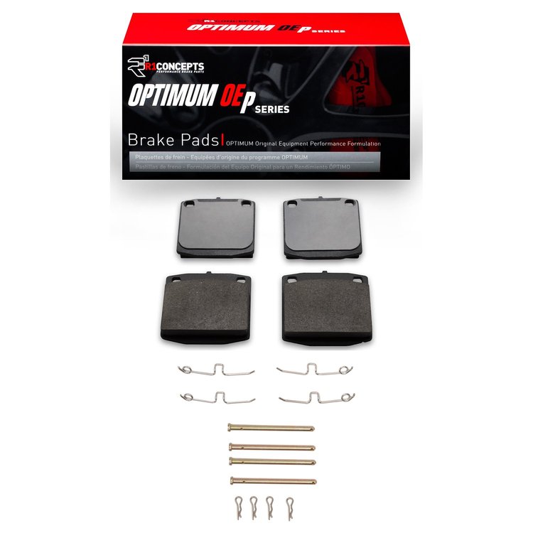 Optimum OE Brake Pads & Hardware Kit, 1976-1981 Infiniti/Nissan, Position: Front