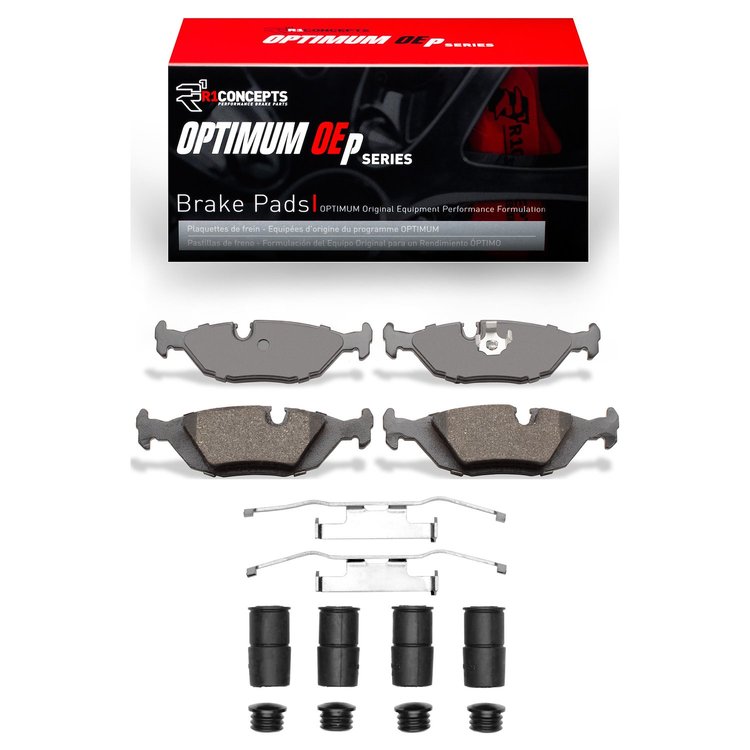 Optimum OE Brake Pads & Hardware Kit, 1981-1991 BMW, Position: Rear