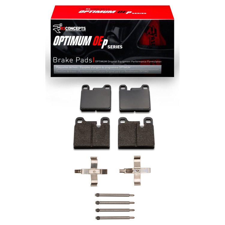 Optimum OE Brake Pads & Hardware Kit, 1984-1989 Audi/Porsche/Volkswagen, Position: Rear
