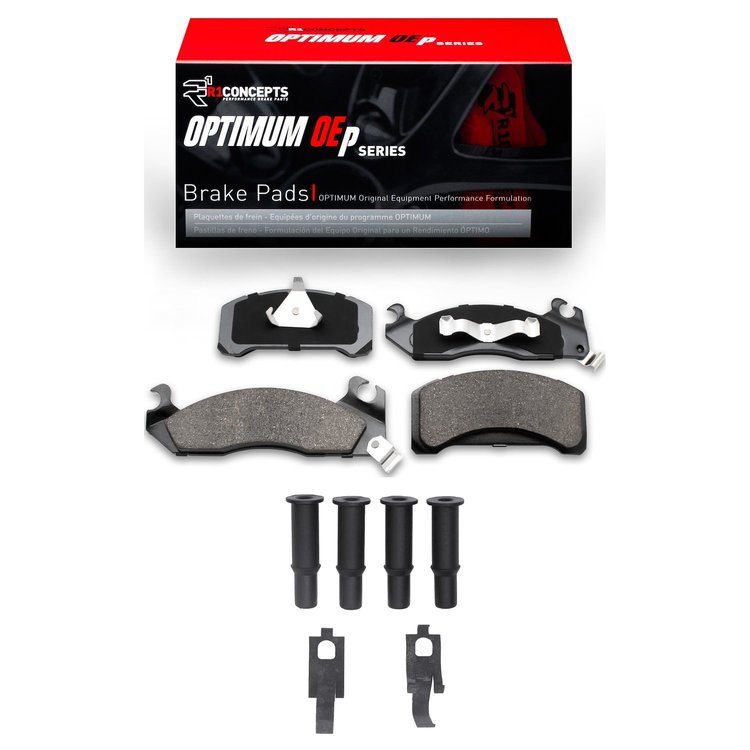 Optimum OE Brake Pads & Hardware Kit, 1982-1982 Ford/Lincoln/Mercury/Mazda, Position: Front